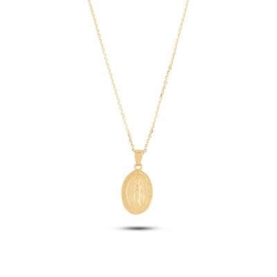Miraculous Medal Pendant in 14K Yellow Gold