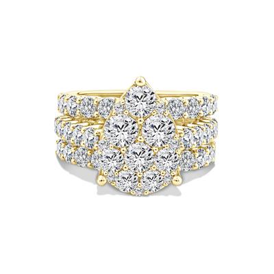 Lab Grown Diamond Pear-Shaped Composite Engagement Set in 10K Yellow Gold (5 ct. tw.)