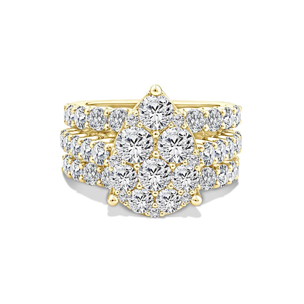 Lab Grown Diamond Pear-Shaped Composite Engagement Set in 10K Yellow Gold (5 ct. tw.) – Image 1 of 6