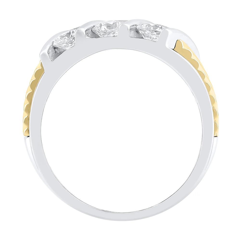 Men's Lab Grown Diamond Slant Ring in 10K Yellow &amp; White Gold (2 1/2 ct. tw.) – Image 2 of 3