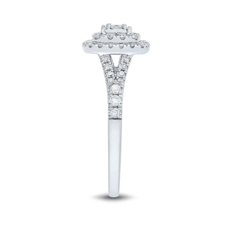 Princess-Cut Double-Halo Diamond Engagement Ring in 10K White Gold &#40;1/2 ct. tw.&#41; – Image 3 of 3