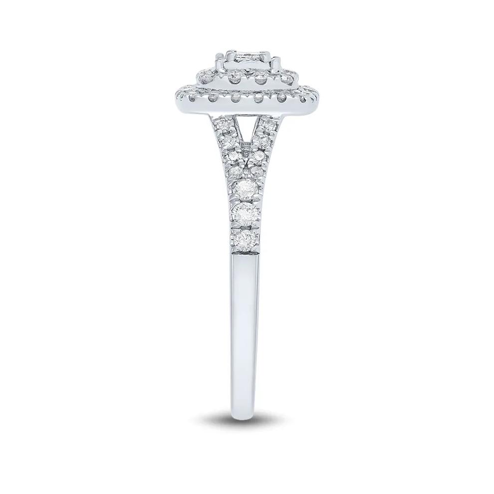 Princess-Cut Double-Halo Diamond Engagement Ring in 10K White Gold (1/2 ct. tw.) – Image 3 of 3