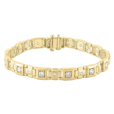 Men's Lab Grown Diamond Link Bracelet in 10K Yellow Gold (3 1/4 ct. tw.)