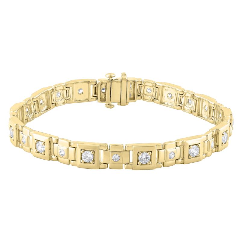 Men's Lab Grown Diamond Link Bracelet in 10K Yellow Gold (3 1/4 ct. tw.) – Image 1 of 1