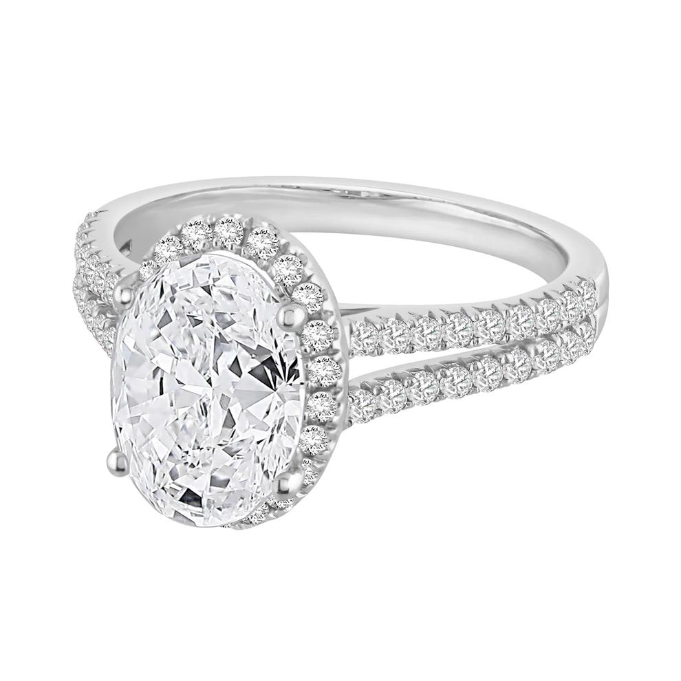 Lab Grown Diamond Oval Halo Engagement Ring in 14K White Gold (3 ct. tw.) – Image 4 of 4