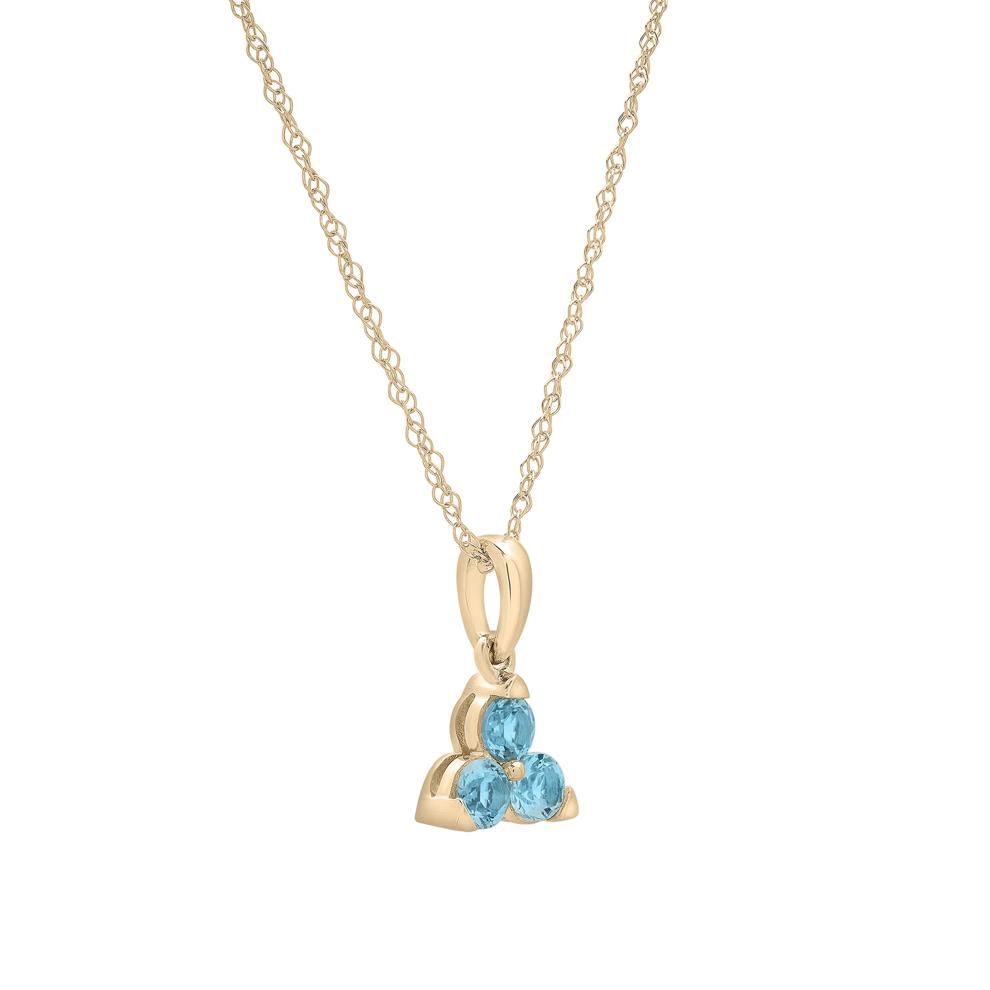 Blue Topaz Three-Stone Triangle Birthstone Pendant in 10K Yellow Gold – Image 4 of 4