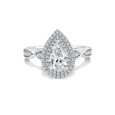 Lab Grown Diamond Pear-Shaped Center Engagement Ring in 10K Gold (1 3/8 ct. tw.)