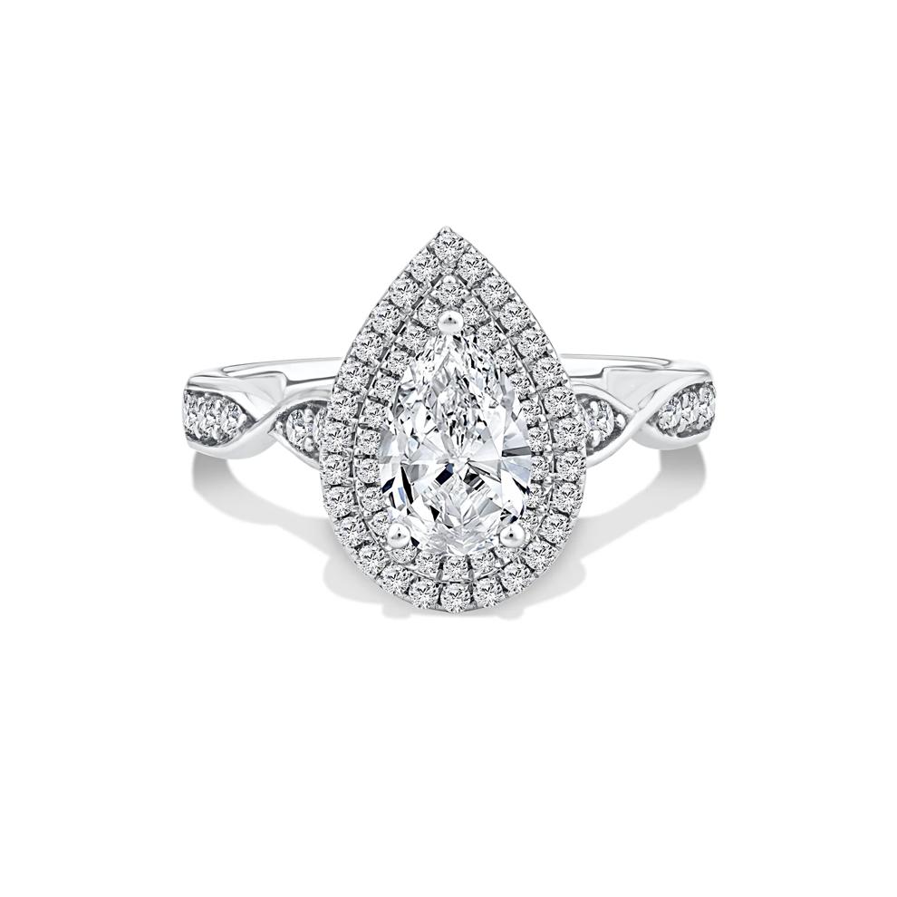 Lab Grown Diamond Pear-Shaped Center Engagement Ring in 10K White Gold (1 3/8 ct. tw.) – Image 1 of 4