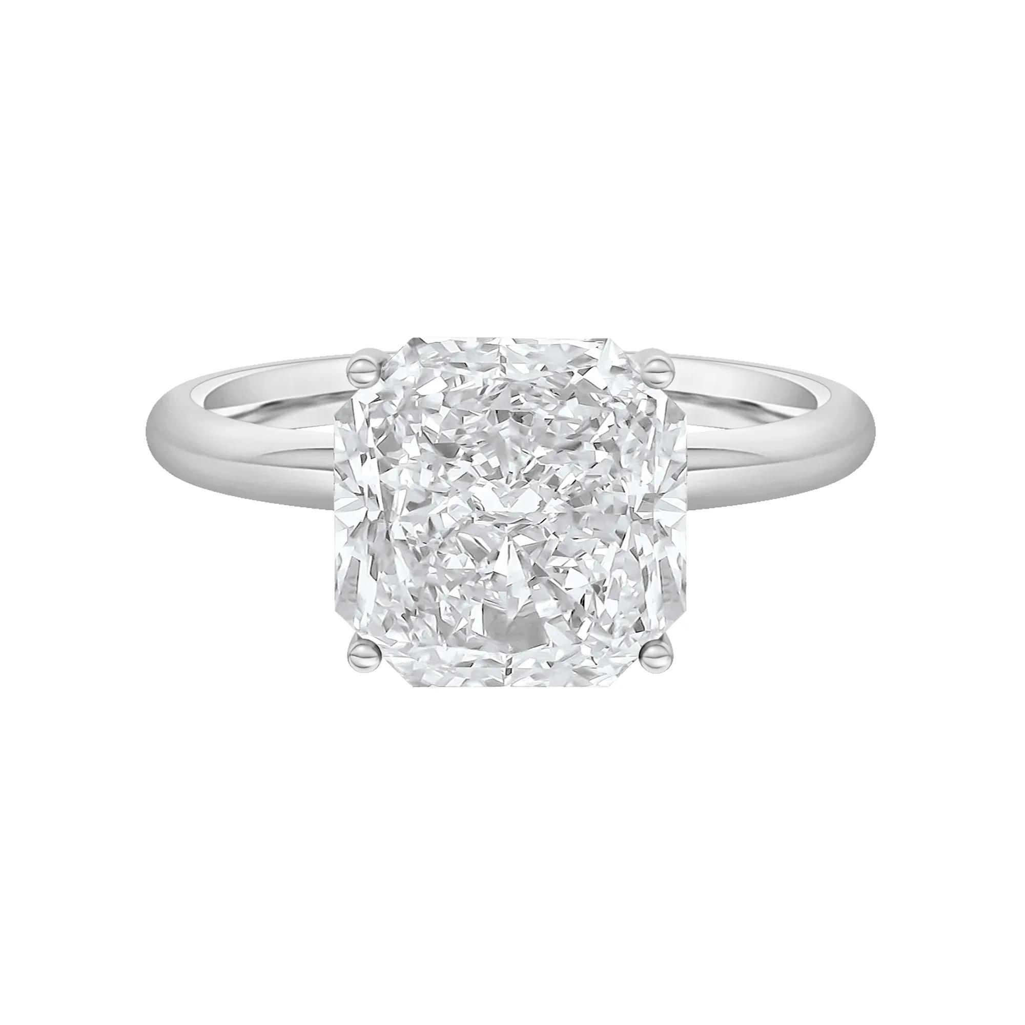 Lab Grown Diamond Square Radiant-Cut Solitaire Engagement Ring in 14K Gold