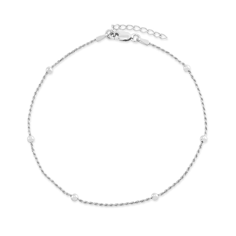 Solid Rope Beaded Anklet in Sterling Silver, 10" – Image 2 of 2