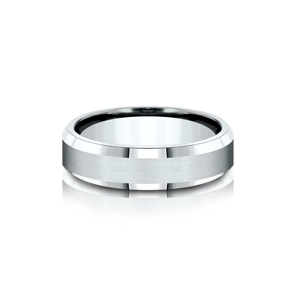 Men's Bevel Edge Band in 10K White Gold, 6MM – Image 1 of 3