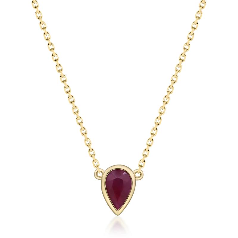 Ruby and Diamond Accent Necklace in 10K Yellow Gold – Image 1 of 3