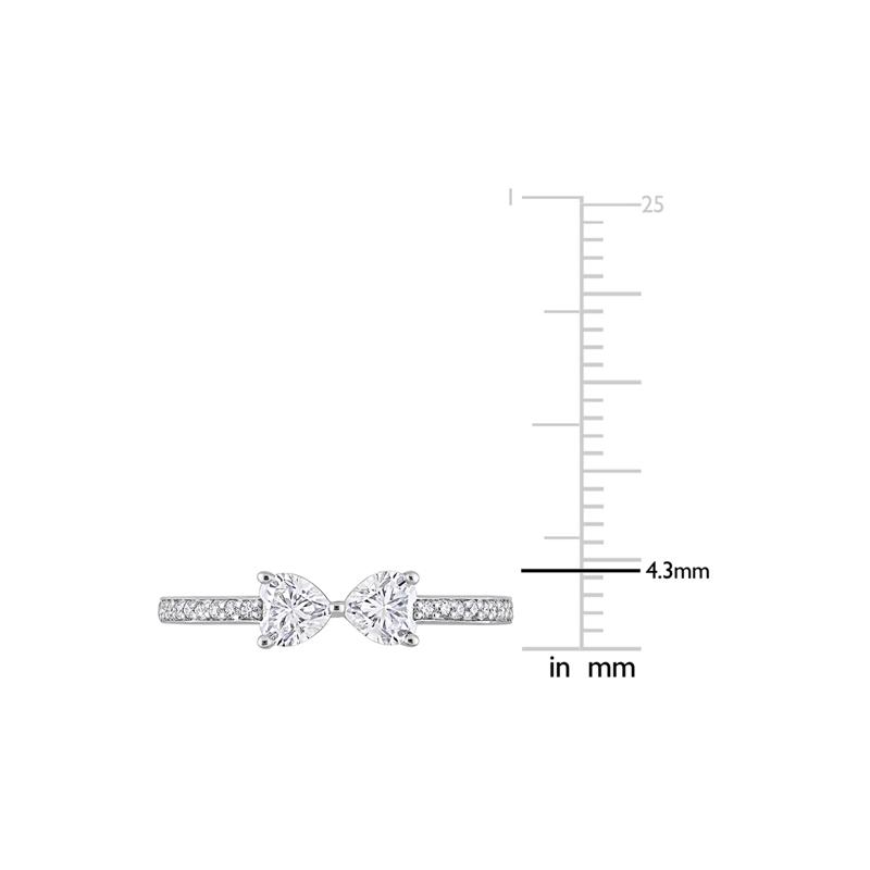 Heart-Shaped Moissanite Stacking Ring with Bow Design in Sterling Silver &#40;3/5 ct. dew&#41; – Image 4 of 5