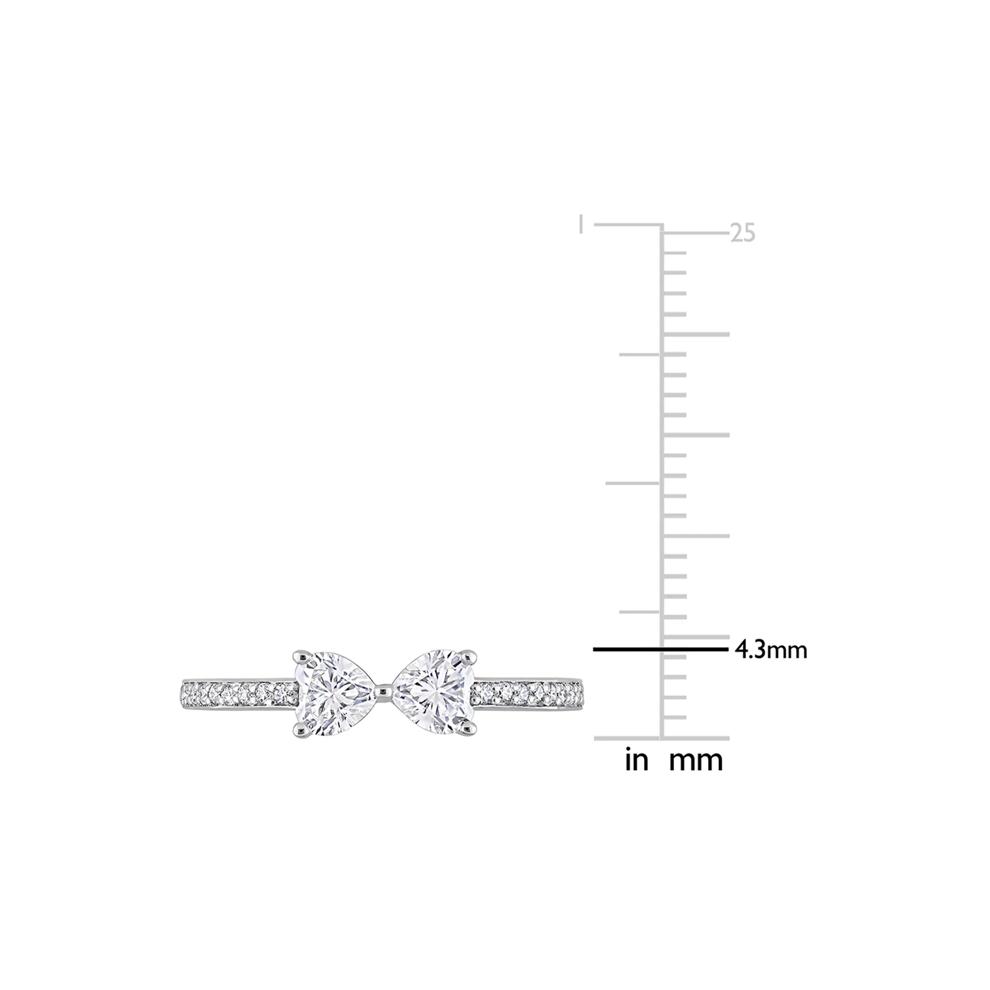 Heart-Shaped Moissanite Stacking Ring with Bow Design in Sterling Silver (3/5 ct. dew) – Image 4 of 5