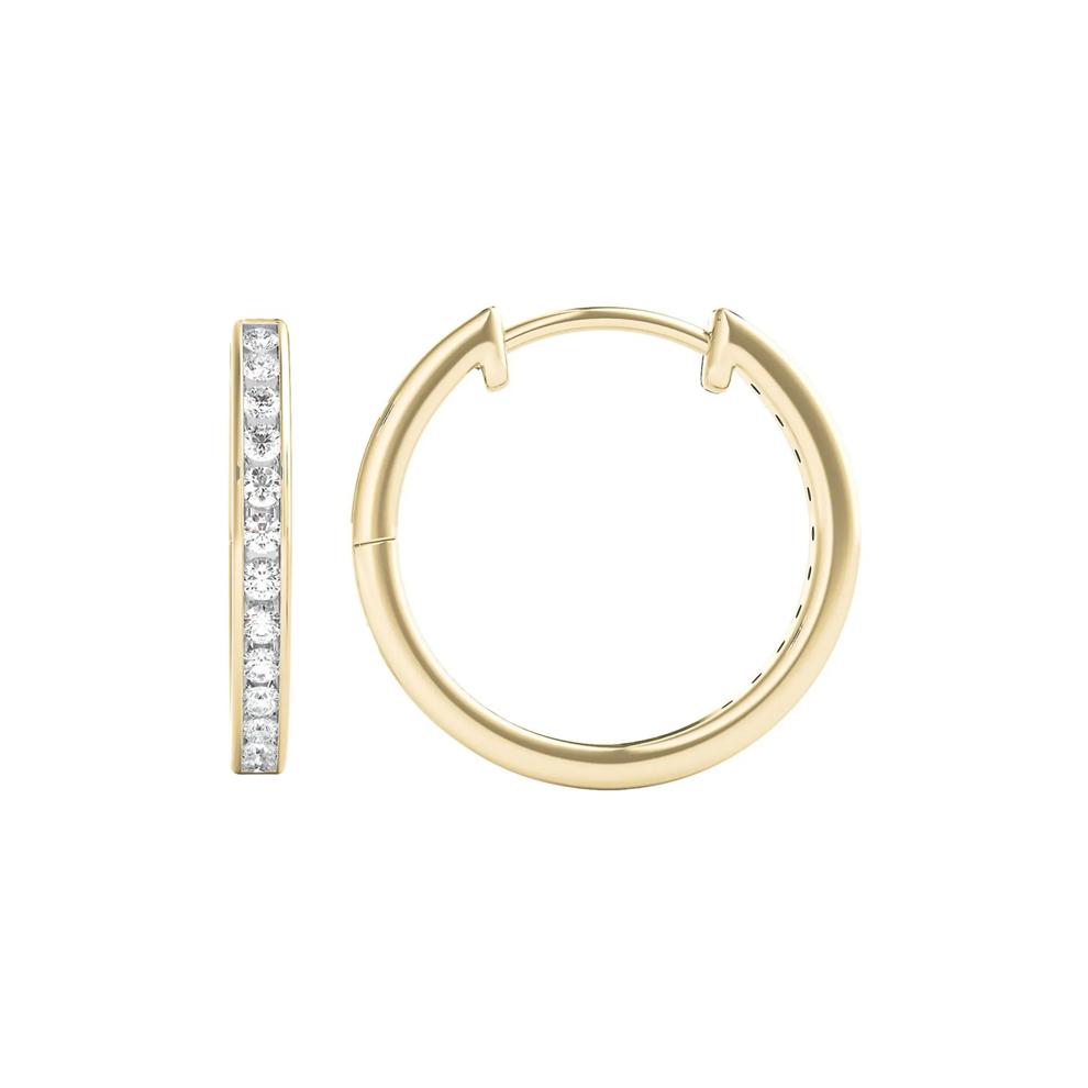 1/4 ct. tw. Diamond Hoop Earrings in 10K Yellow Gold – Image 2 of 3