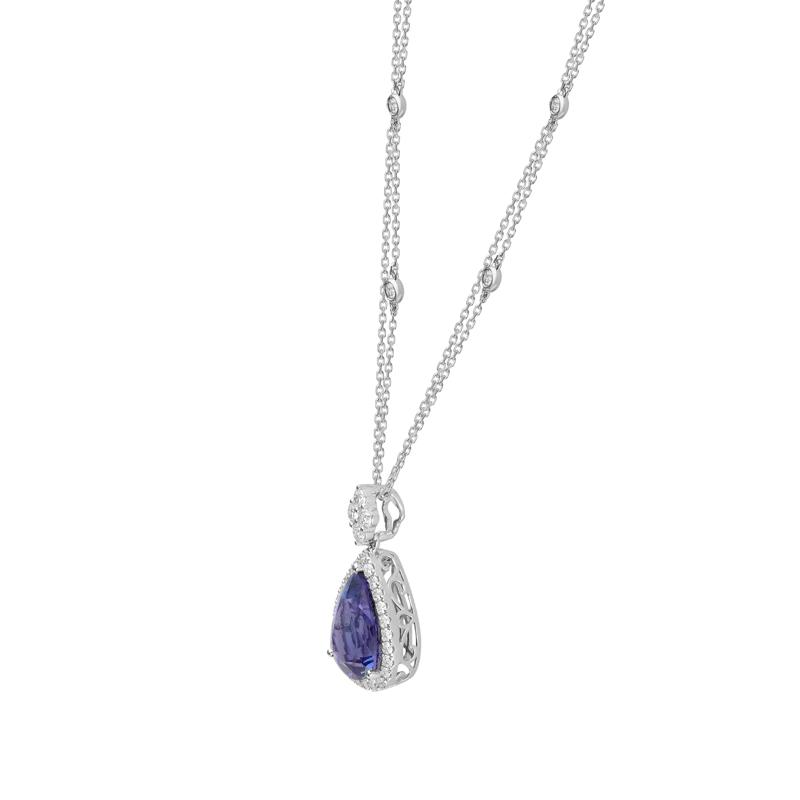 Pear-Shaped Tanzanite &amp; Diamond Pendant in 18K White Gold &#40;5/8 ct. tw.&#41; – Image 2 of 3