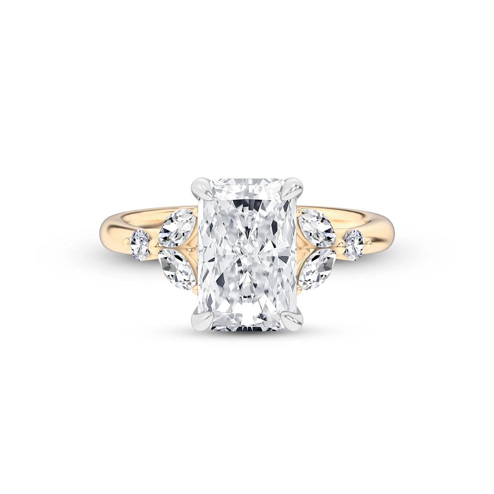 Lab Grown Diamond Hidden Halo Engagement Ring in 14K Yellow &amp; White Gold (4 ct. tw.) – Image 1 of 4