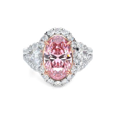 Lab Grown Diamond Pink Oval Engagement Ring in Platinum & 18K Rose Gold (4 3/4 ct. tw.)