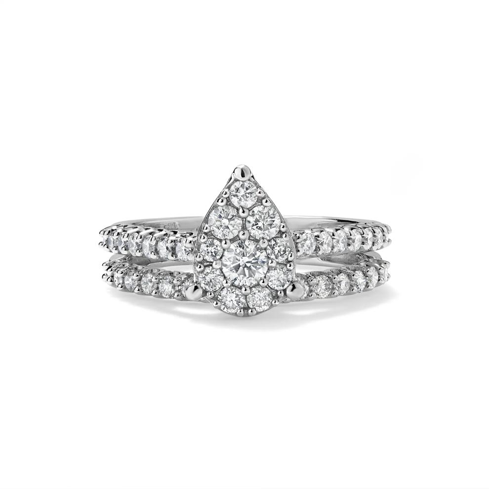 Diamond Pear-Shaped Composite Center Engagement Set in 10K White Gold (1 ct. tw.) – Image 1 of 6