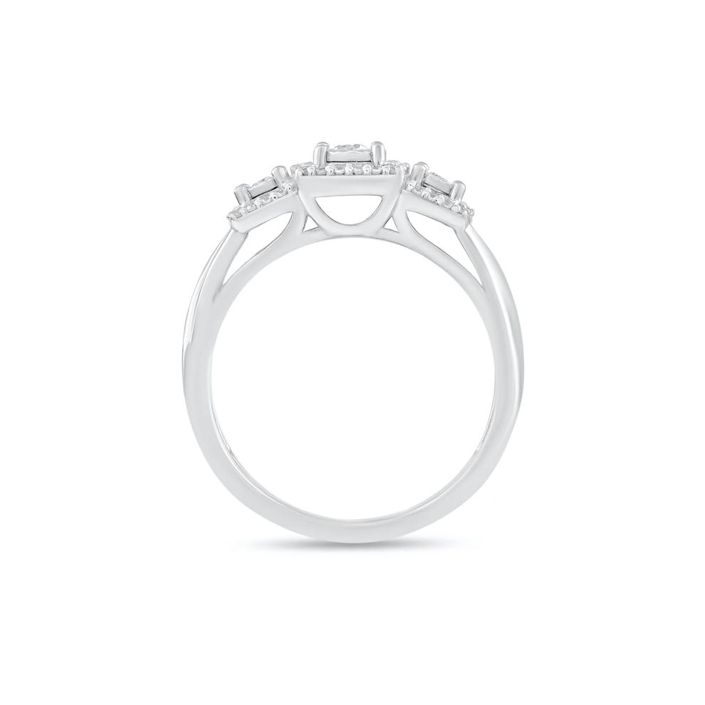 Diamond Princess-Cut Illusion Plate Three-Stone Ring in 10K White Gold (1/4 ct. tw.) – Image 2 of 4