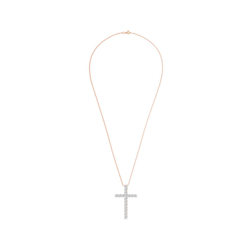 Lab Grown Diamond Cross Necklace in 10K Rose Gold (1/2 ct. tw.) – Image 2 of 4