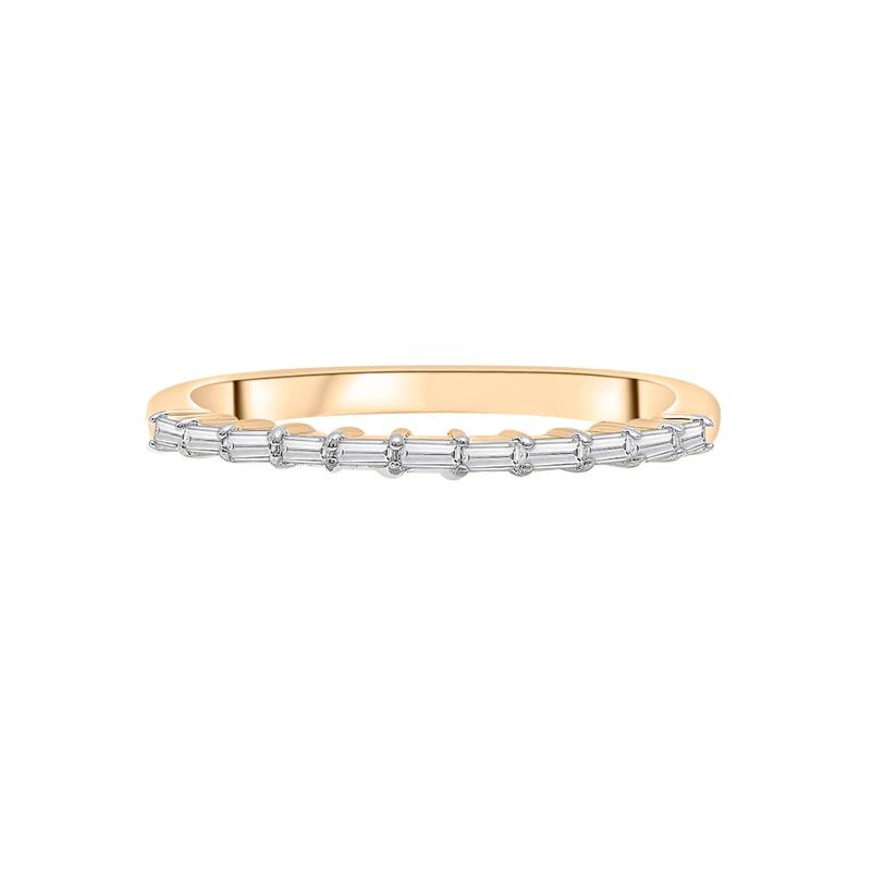 Diamond Baguette Horizontal Bar Ring in 14K Yellow Gold &#40;1/7 ct. tw.&#41; – Image 1 of 7
