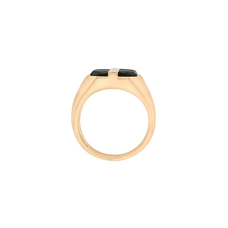 Men&#39;s Black Onyx and Diamond Ring in 10K Yellow Gold &#40;1/10 ct. tw.&#41; – Image 2 of 5