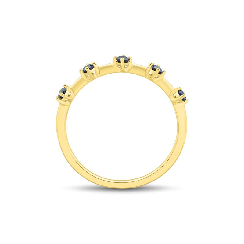 Lab-Created Blue Sapphire Band in 10K Yellow Gold – Image 2 of 5