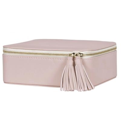 Travel Jewelry Case in Blush-Colored Vegan Leather