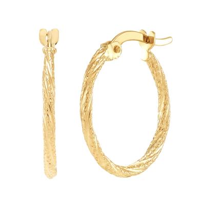Polished Round Twisted Tube Hoop Earrings in 14K Yellow Gold, 16MM