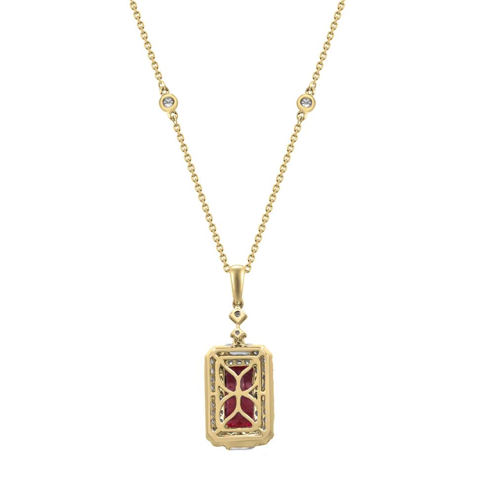 Pink Tourmaline &amp; Diamond Pendant Necklace in 14K Yellow Gold (5/8 ct. tw.) – Image 2 of 4