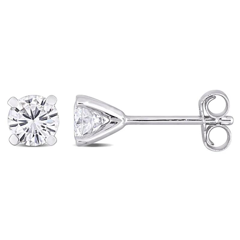 Moissanite Martini Stud Earrings in Sterling Silver &#40;1 ct. dew&#41; – Image 1 of 4
