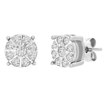 Diamond Cluster Stud Earrings in 10K White Gold (1/5 ct. tw.)