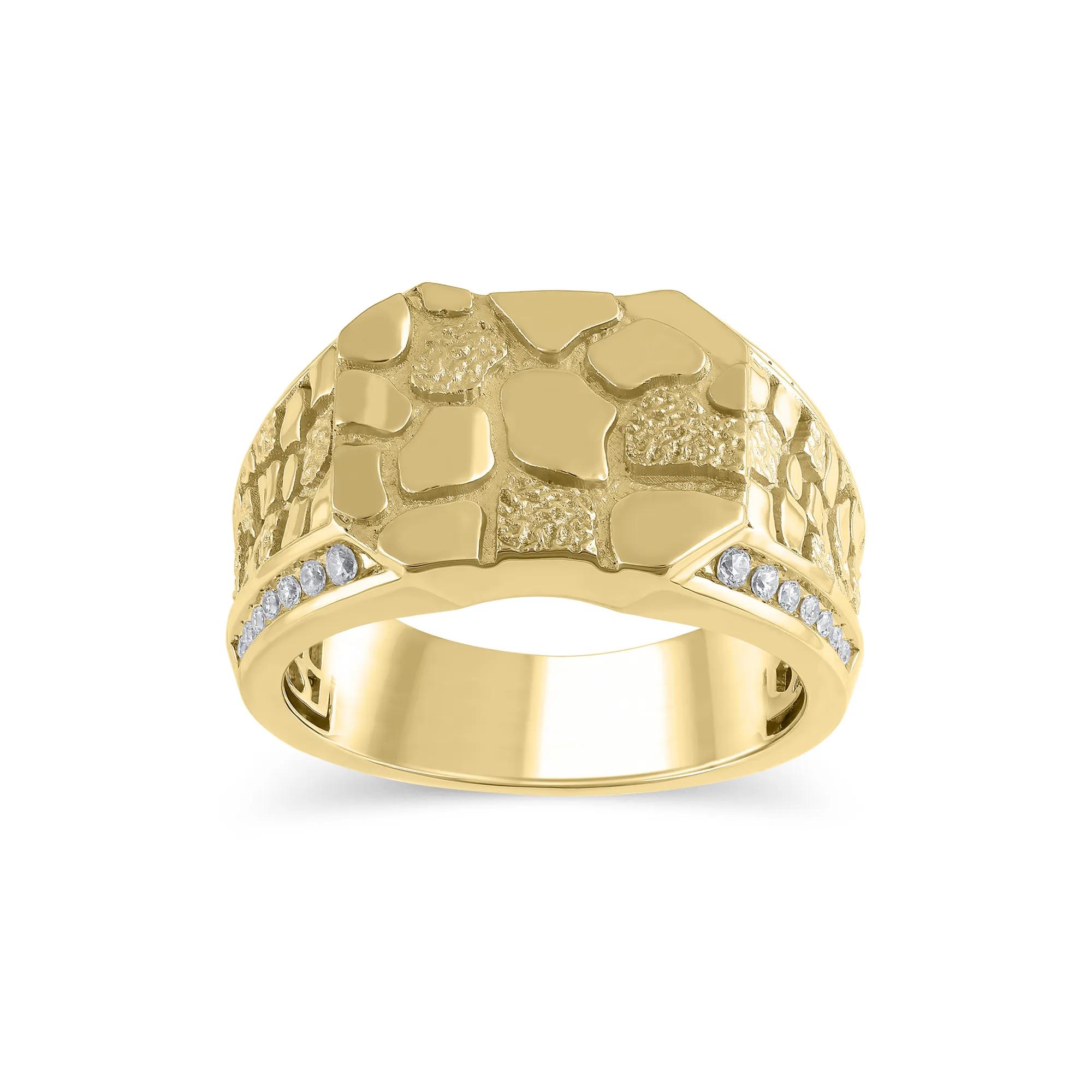 Men's Gold Nugget Diamond Ring in 10K Yellow Gold (1/4 ct. tw.)