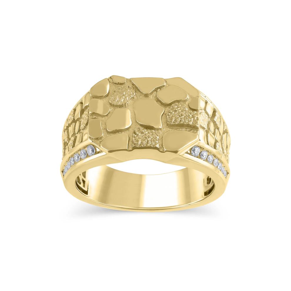 Men's Gold Nugget Diamond Ring in 10K Yellow Gold (1/4 ct. tw.) – Image 1 of 3