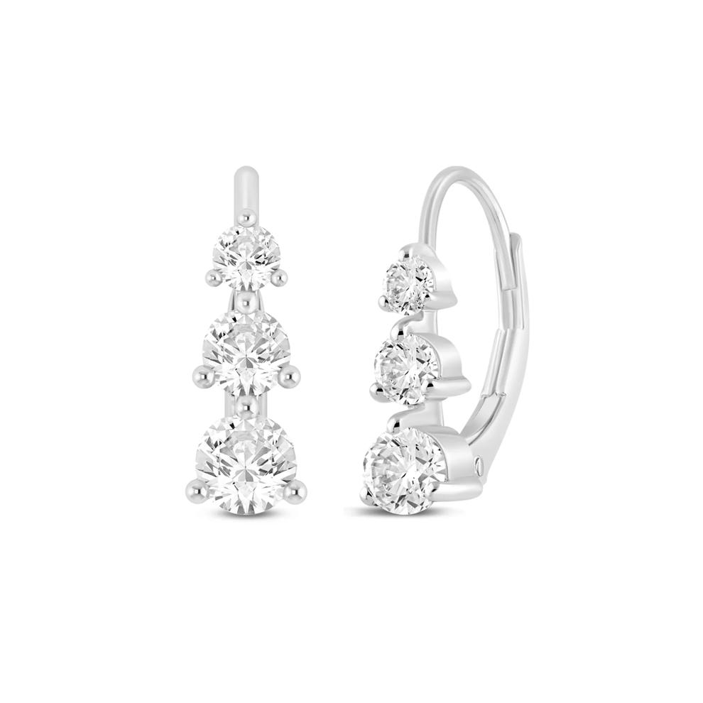 Lab Grown Diamond Three-Stone Earrings in 14K White Gold (3/4 ct. tw.) – Image 1 of 1