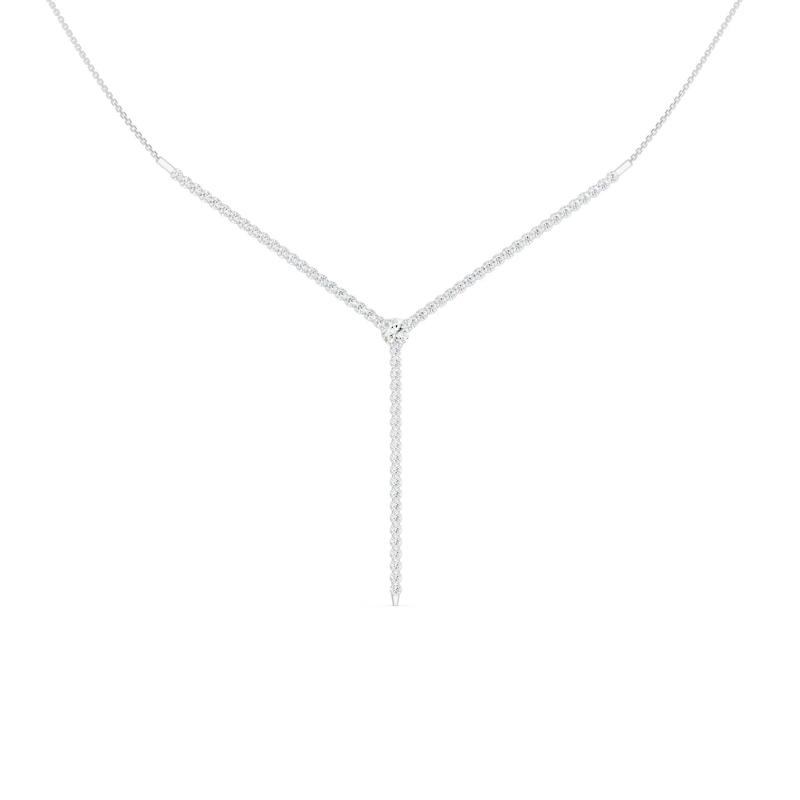 Lab Grown Diamond Round Lariat Necklace in 14K White Gold &#40;1 ct. tw.&#41; – Image 1 of 4