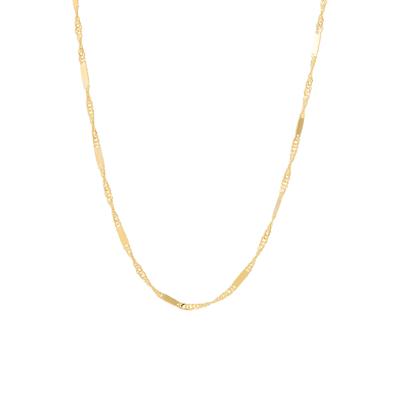 Mirrored Station Singapore Chain in 14K Yellow Gold