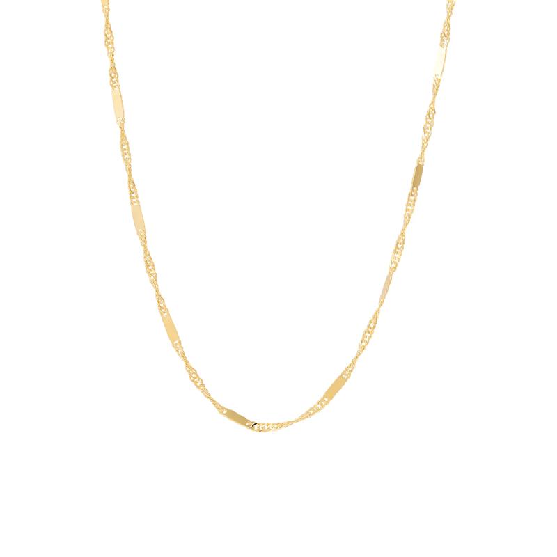 Mirrored Station Singapore Chain in 14K Yellow Gold – Image 1 of 3