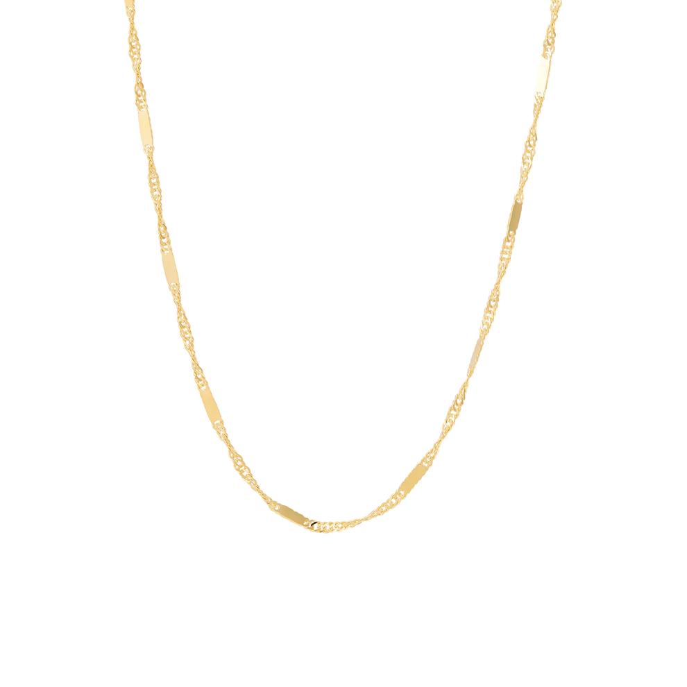 Mirrored Station Singapore Chain in 14K Yellow Gold – Image 1 of 3