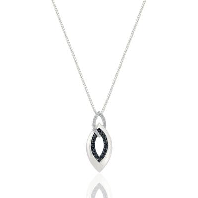 Black and White Diamond Link Pendant in Sterling Silver (1/5 ct. tw.)