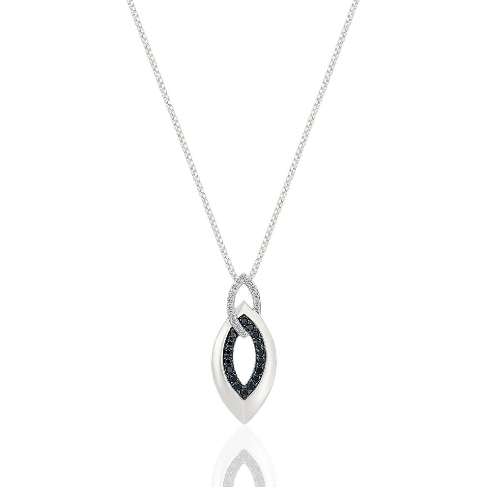 Black and White Diamond Link Pendant in Sterling Silver (1/5 ct. tw.) – Image 1 of 3