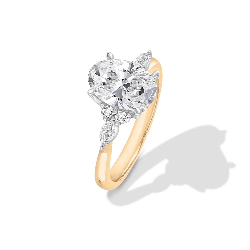 Lab Grown Diamond Oval and Marquise Engagement Ring in 14K Yellow &amp; White Gold (2 1/4 ct. tw.) – Image 4 of 5