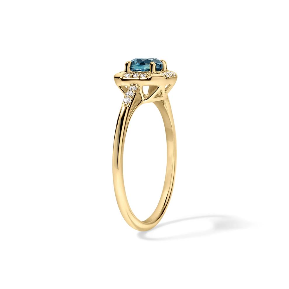 Montana Blue Sapphire &amp; Diamond Ring in 10K Yellow Gold (1/10 ct. tw.) – Image 3 of 4