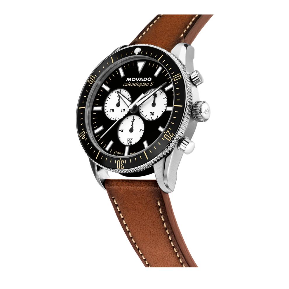 Men's Heritage Calendoplan S Chronograph Watch in Cognac Brown Leather – Image 2 of 3