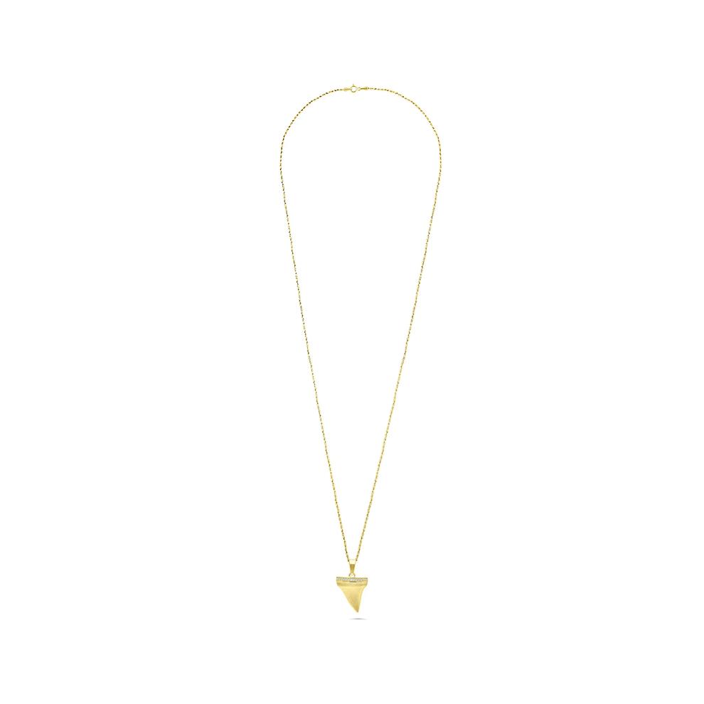 Men's Diamond Shark's Tooth Pendant Necklace in 10K Yellow Gold (1/8 ct. tw.) – Image 3 of 4