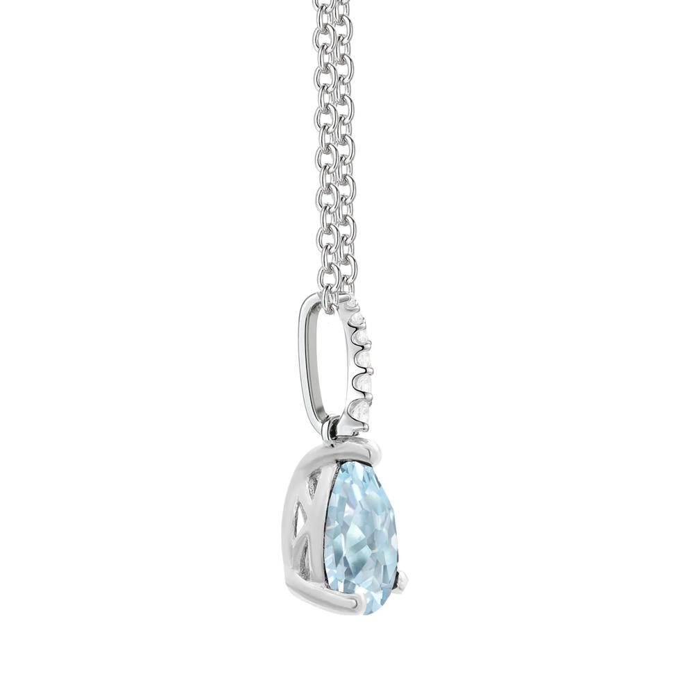 Pear-Shaped Aquamarine &amp; Diamond Accent Pendant in 10K White Gold – Image 2 of 3