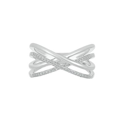 Diamond Open X Ring in Sterling Silver (1/7 ct. tw.)