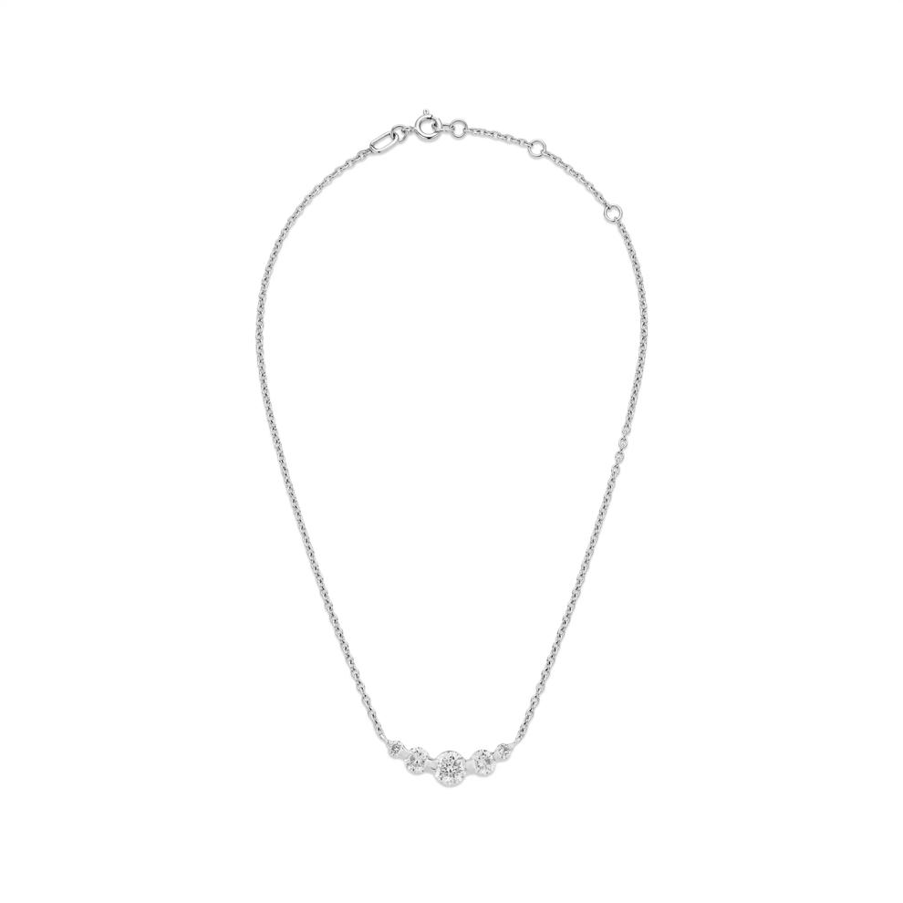 Diamond Five-Stone Graduated Necklace in Sterling Silver (1/2 ct. tw.) – Image 3 of 4