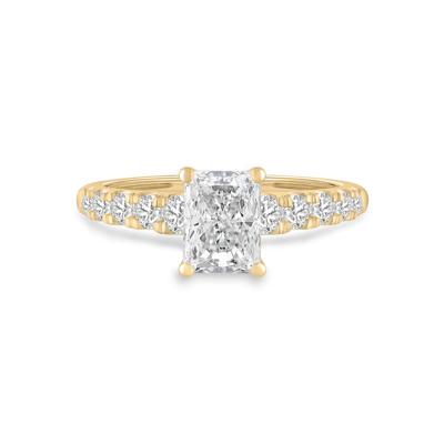 Lab Grown Diamond Radiant Center Engagement Ring in 14K Yellow Gold (1 1/2 ct. tw.)